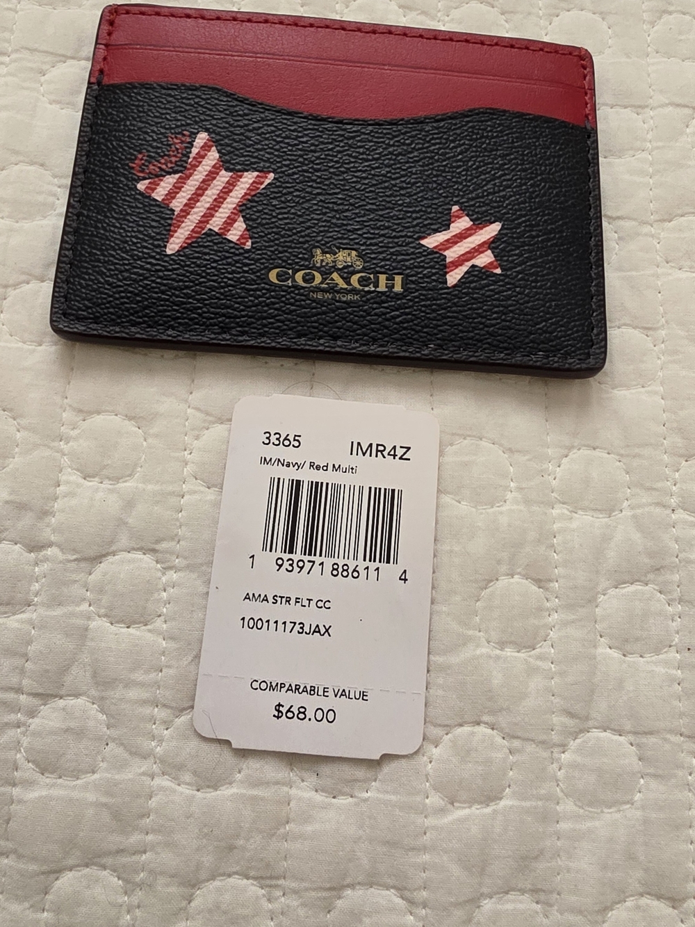 Coach Americana Navy & Red Star Leather Card Case